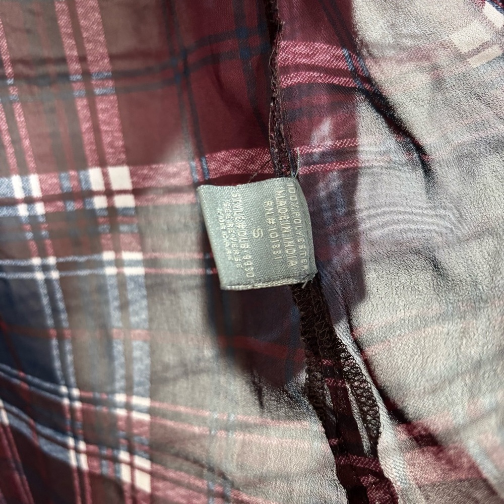 *🌼3/$30🌼Charlotte Russe Plaid Sheer Button Down Top Size Small - Picture 13 of 16